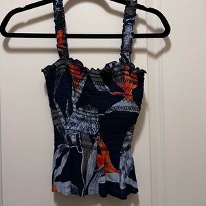 Stylish Women's Navy and Orange Top